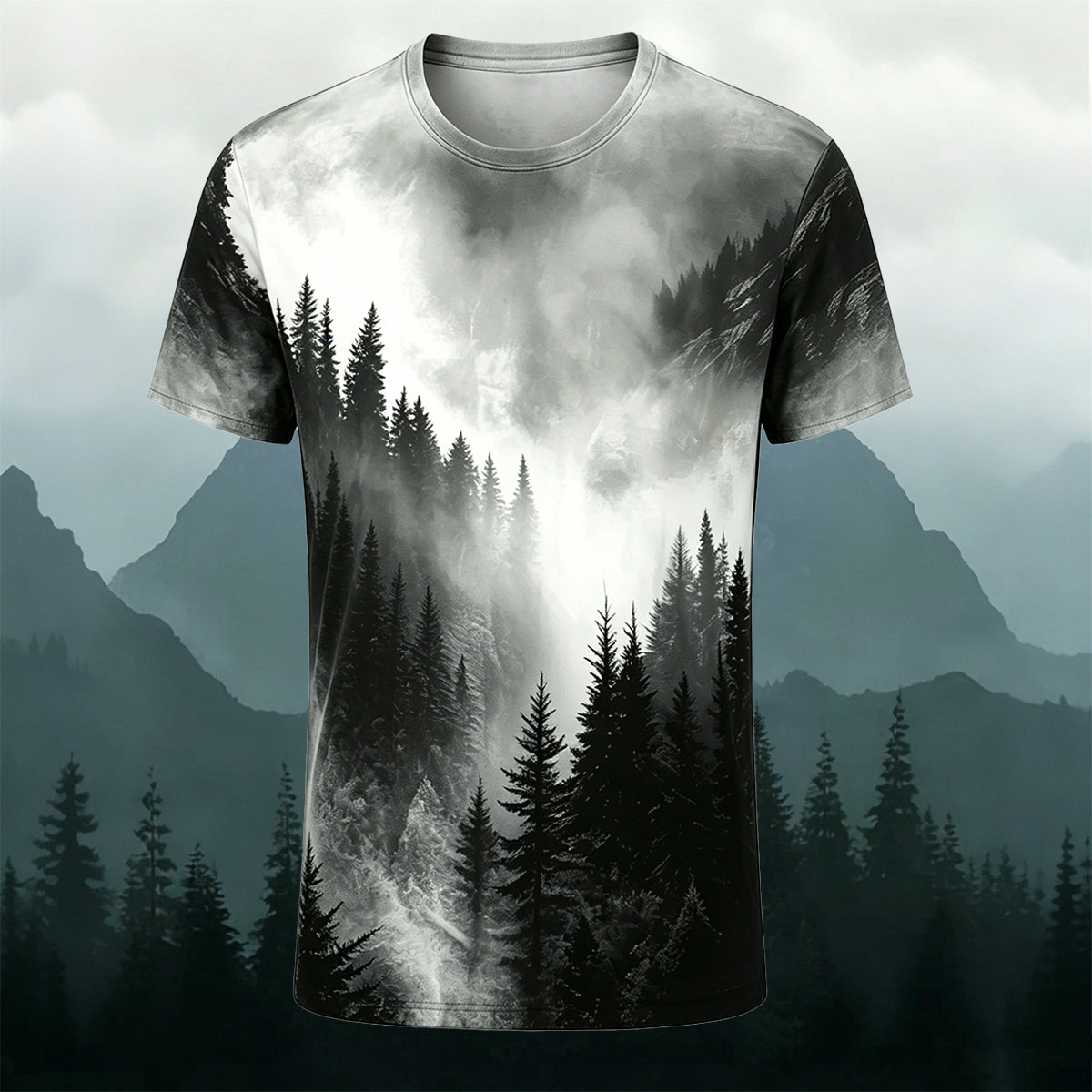Sublimation Nature Misty Woods Landscape Outdoor Tee