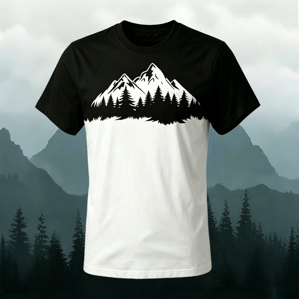 Sublimation Black White Retro Silhouette Outdoor Tee