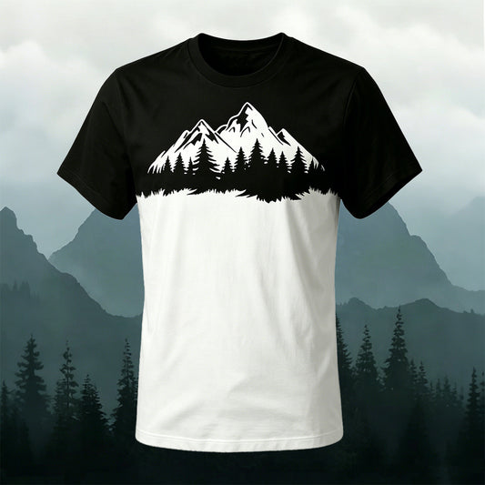 Sublimation Black White Retro Silhouette Outdoor Tee