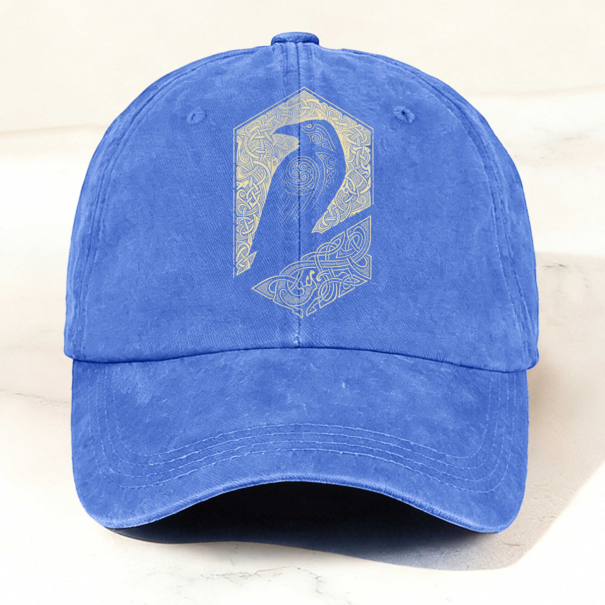 Norse Celtic Raven Print Casual Washed Cotton Cap