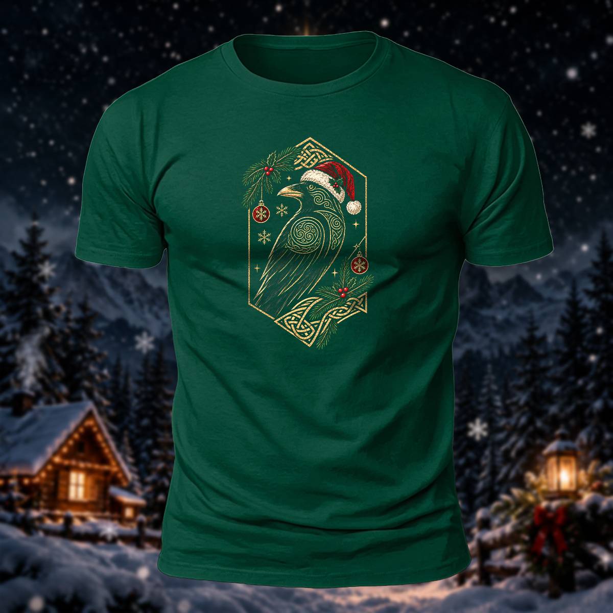 Christmas Norse Raven Casual Premium Cotton T-Shirt