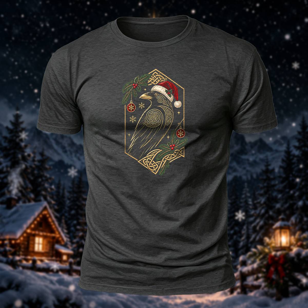Christmas Norse Raven Casual Premium Cotton T-Shirt