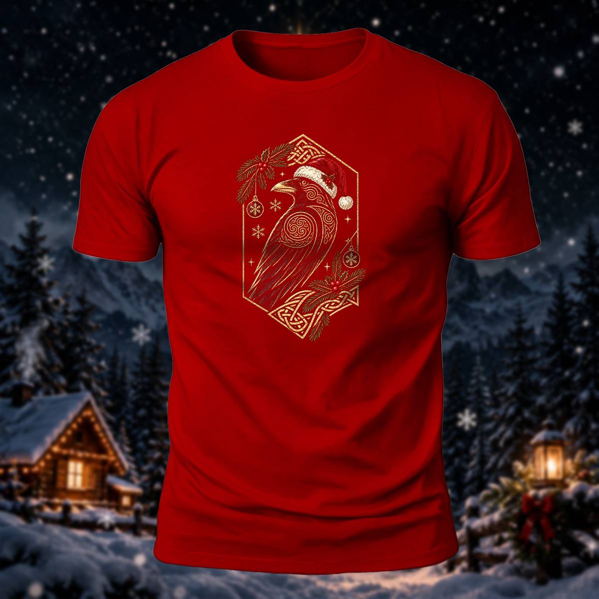 Christmas Norse Raven Casual Premium Cotton T-Shirt