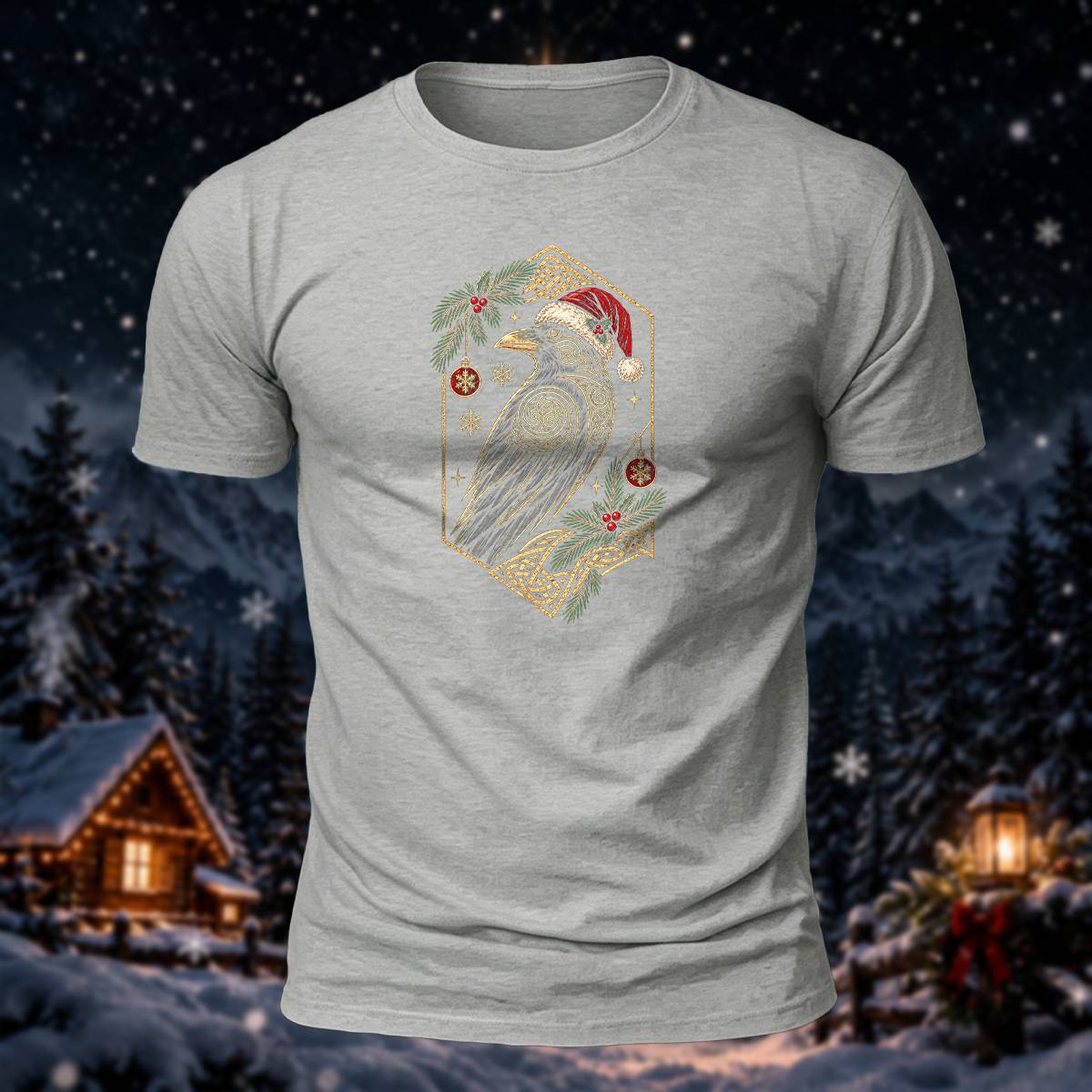 Christmas Norse Raven Casual Premium Cotton T-Shirt