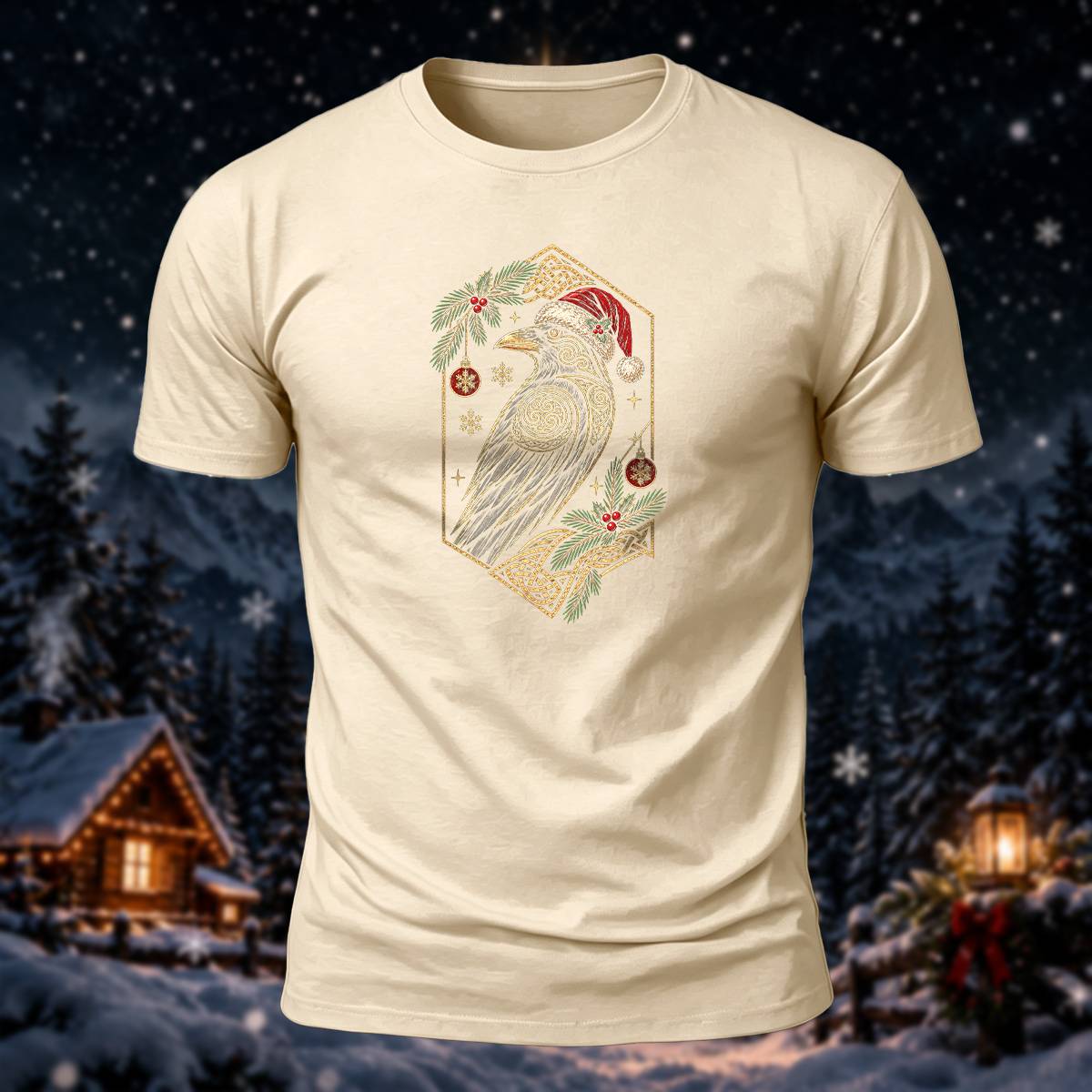 Christmas Norse Raven Casual Premium Cotton T-Shirt