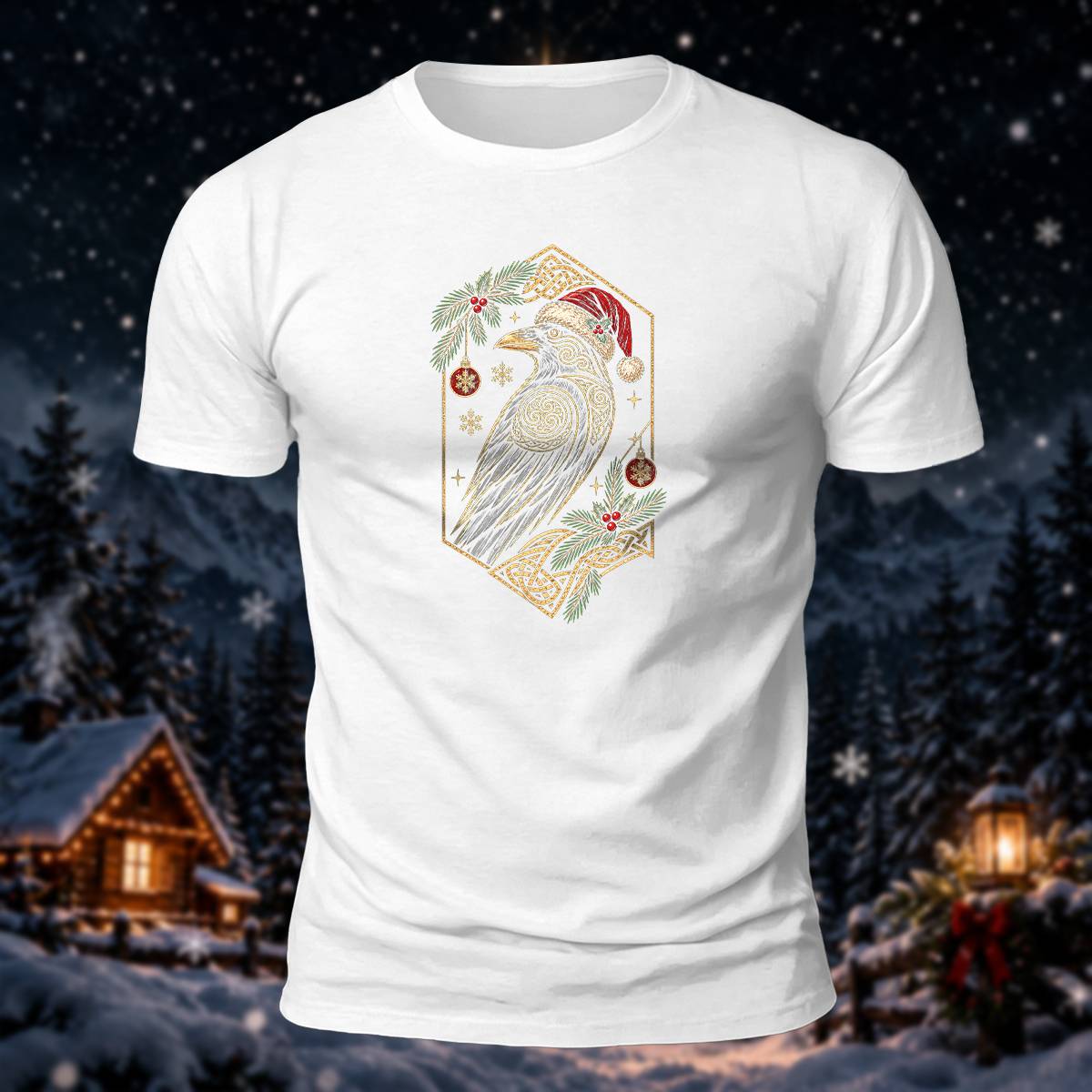 Christmas Norse Raven Casual Premium Cotton T-Shirt