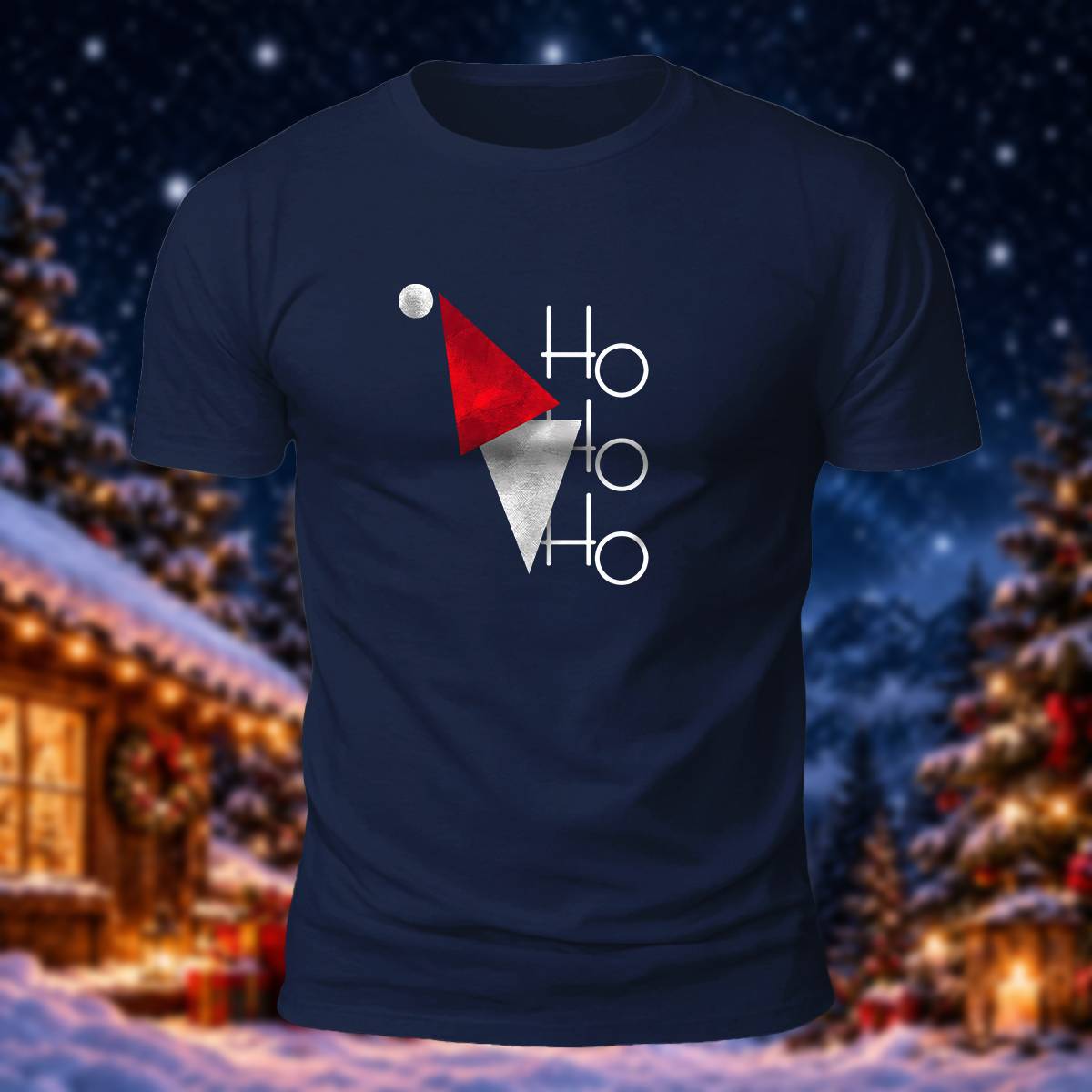 ホーホーホー ミニマリスト サンタ帽 カジュアル コットンTシャツ