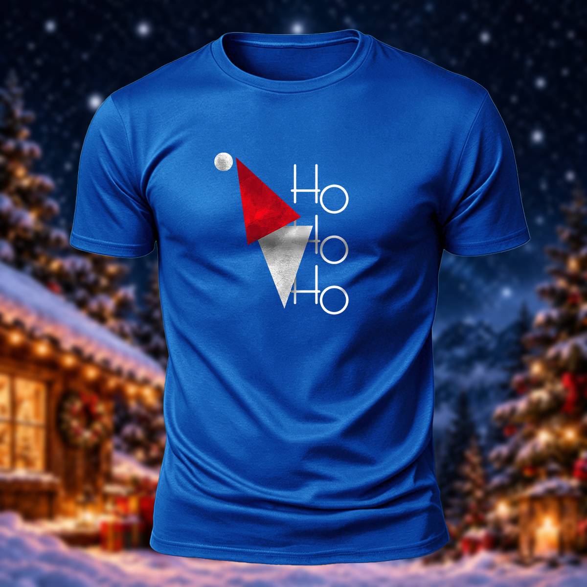 ホーホーホー ミニマリスト サンタ帽 カジュアル コットンTシャツ