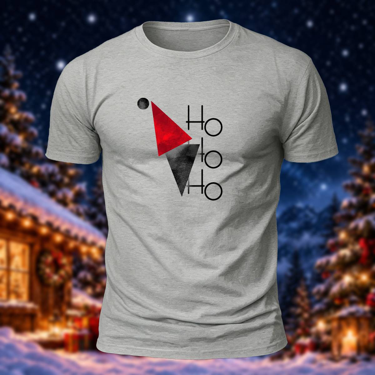 ホーホーホー ミニマリスト サンタ帽 カジュアル コットンTシャツ