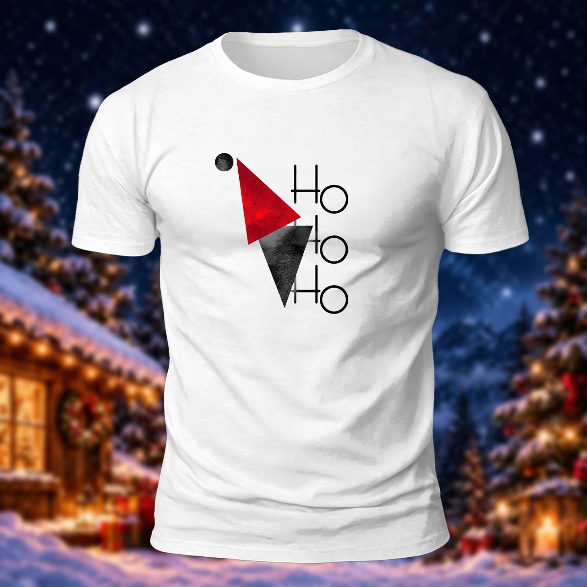 ホーホーホー ミニマリスト サンタ帽 カジュアル コットンTシャツ