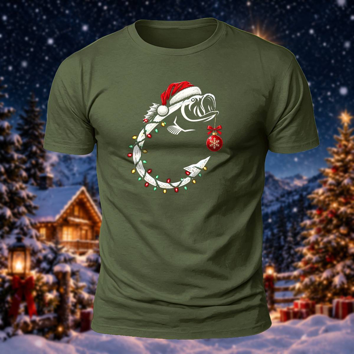 Christmas Fishing Lover Casual Premium Cotton Tee