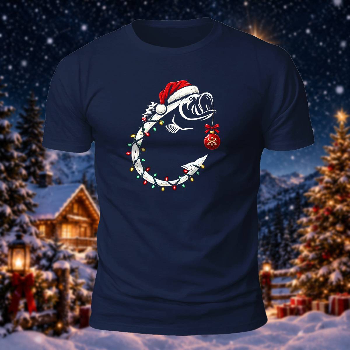 Christmas Fishing Lover Casual Premium Cotton Tee
