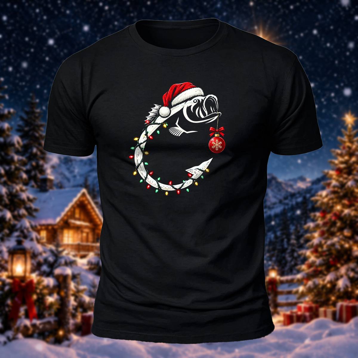 Christmas Fishing Lover Casual Premium Cotton Tee