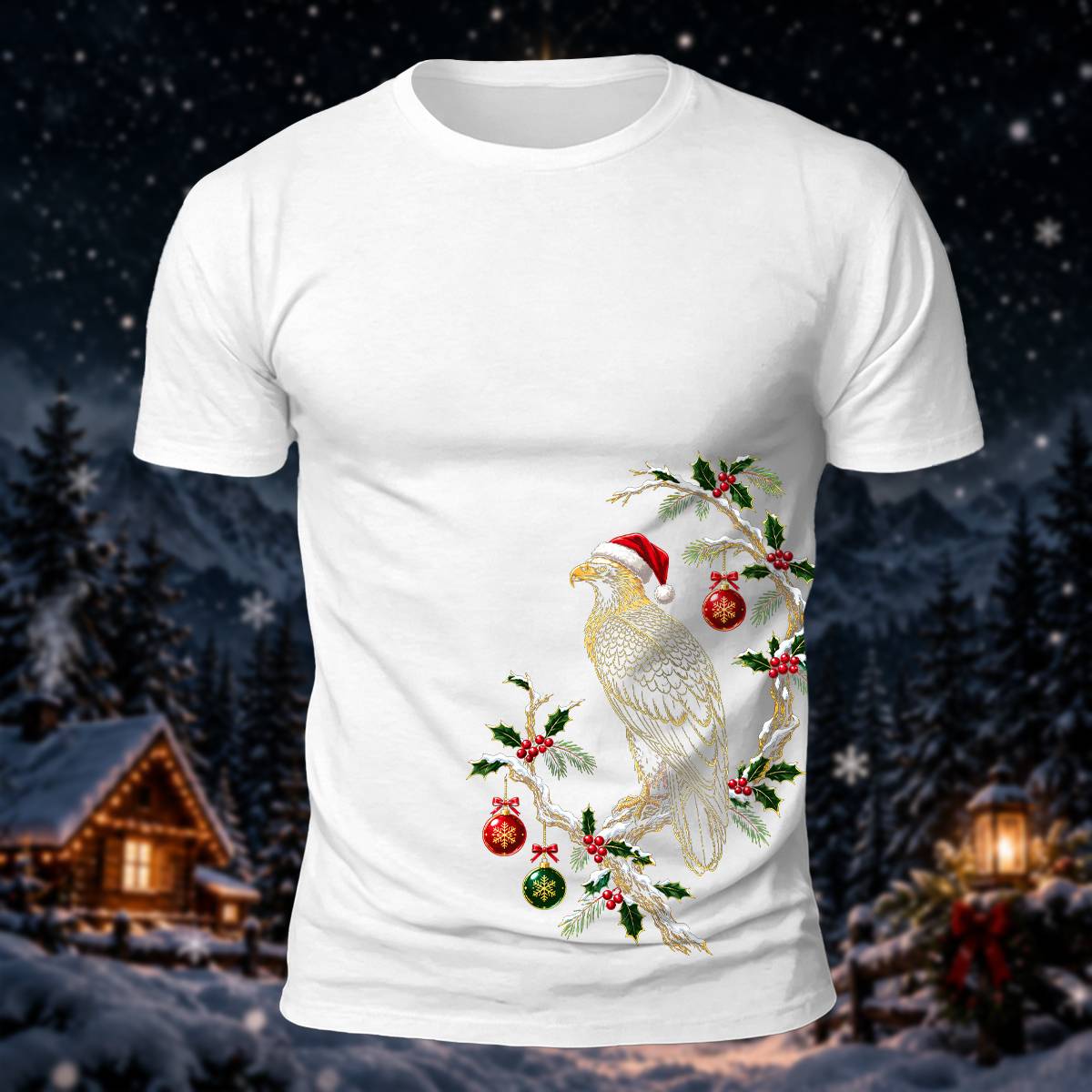 Christmas Eagle Lover Casual Short Sleeve Tee