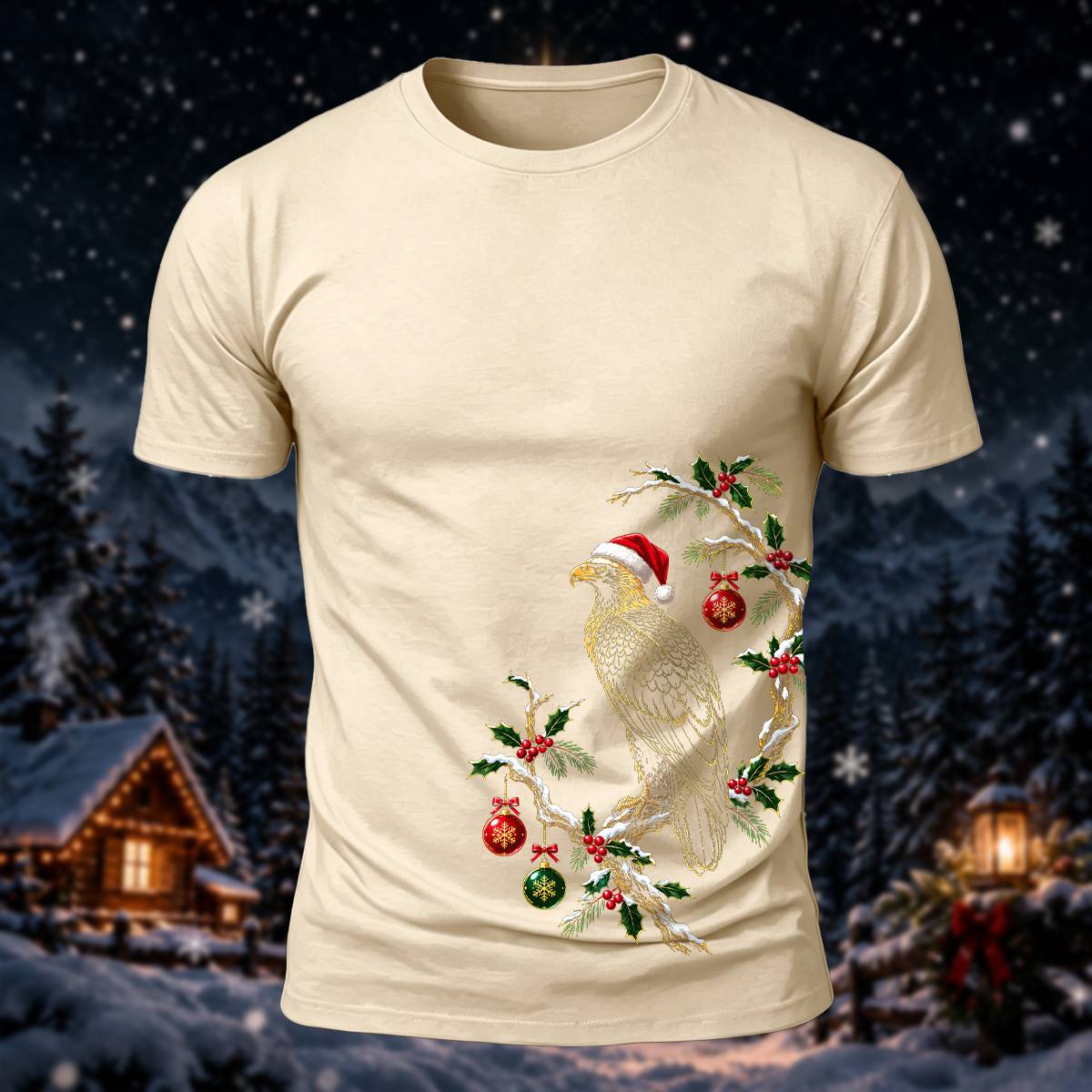 Christmas Eagle Lover Casual Short Sleeve Tee