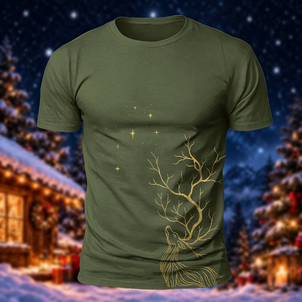 Elegant Christmas Deer Lover Casual Short Sleeve Tee