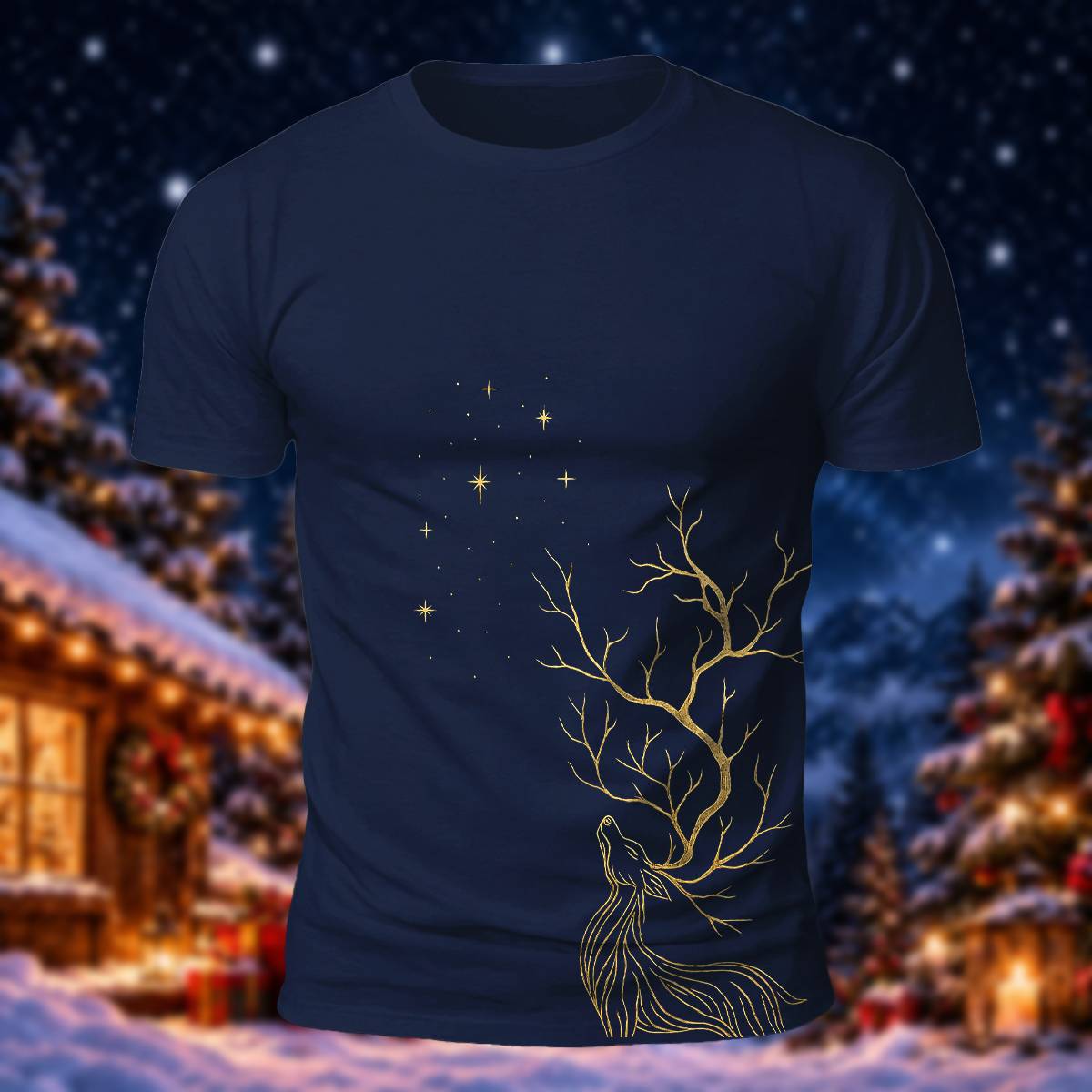 Elegant Christmas Deer Lover Casual Short Sleeve Tee