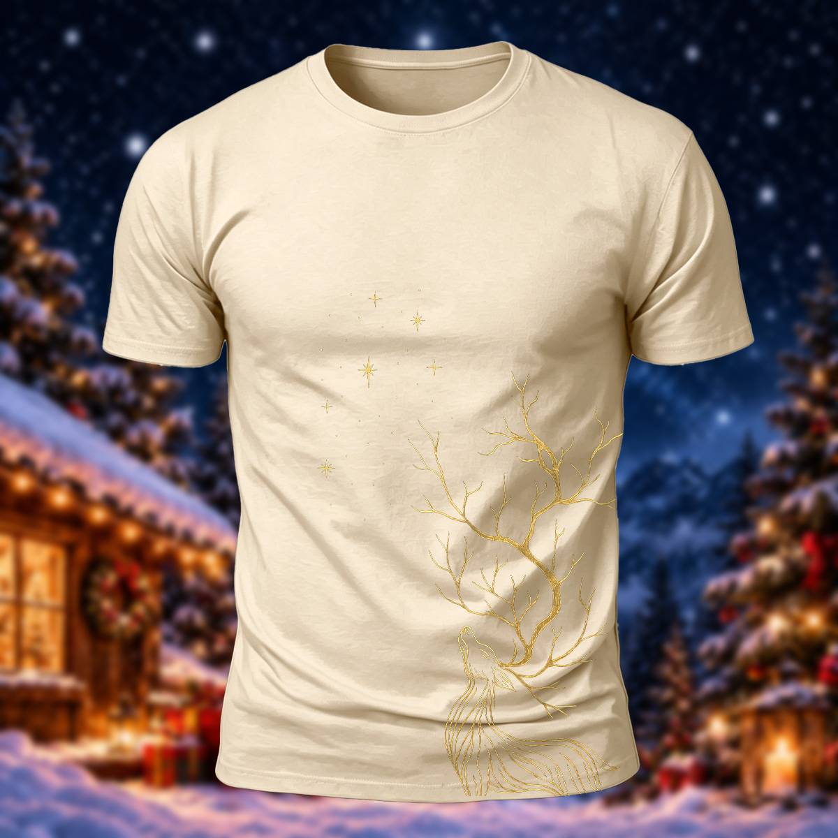 Elegant Christmas Deer Lover Casual Short Sleeve Tee