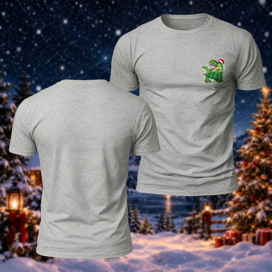 Cute Christmas Dinosaur Casual Premium Cotton Tee
