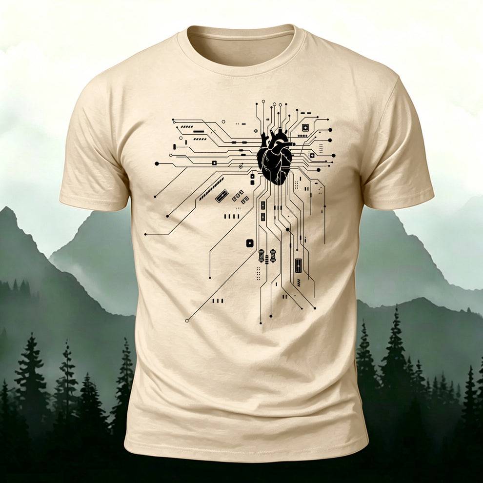 プログラマー テックラバー ハート 回路 コットンTシャツ