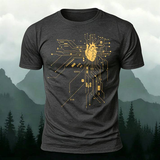 プログラマー テックラバー ハート 回路 コットンTシャツ