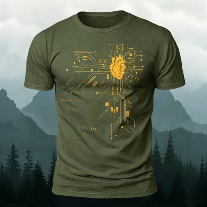 プログラマー テックラバー ハート 回路 コットンTシャツ