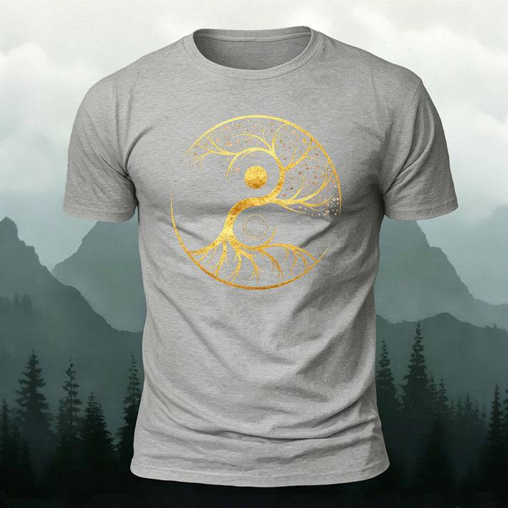 陰陽 生命の樹 カジュアル半袖Tシャツ