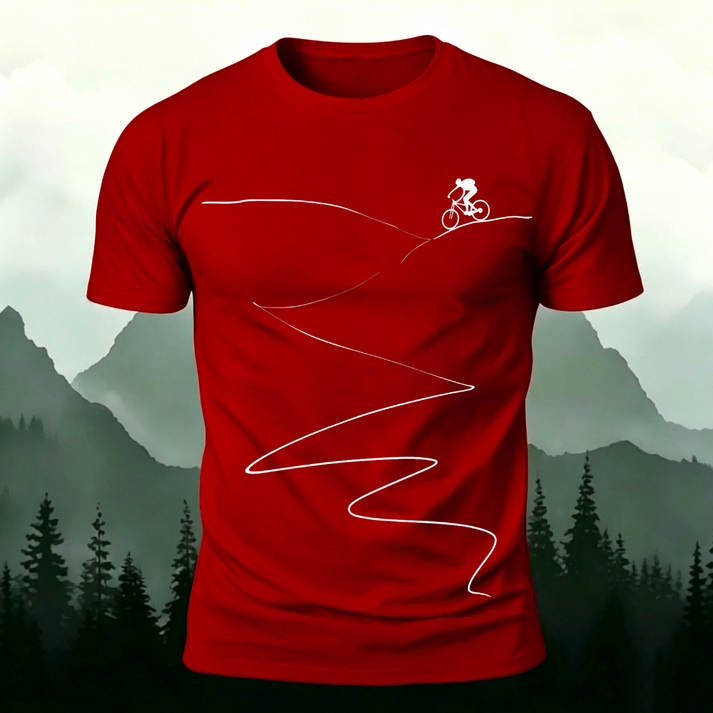 ミニマリスト マウンテンバイカー シングルライン カジュアルTシャツ