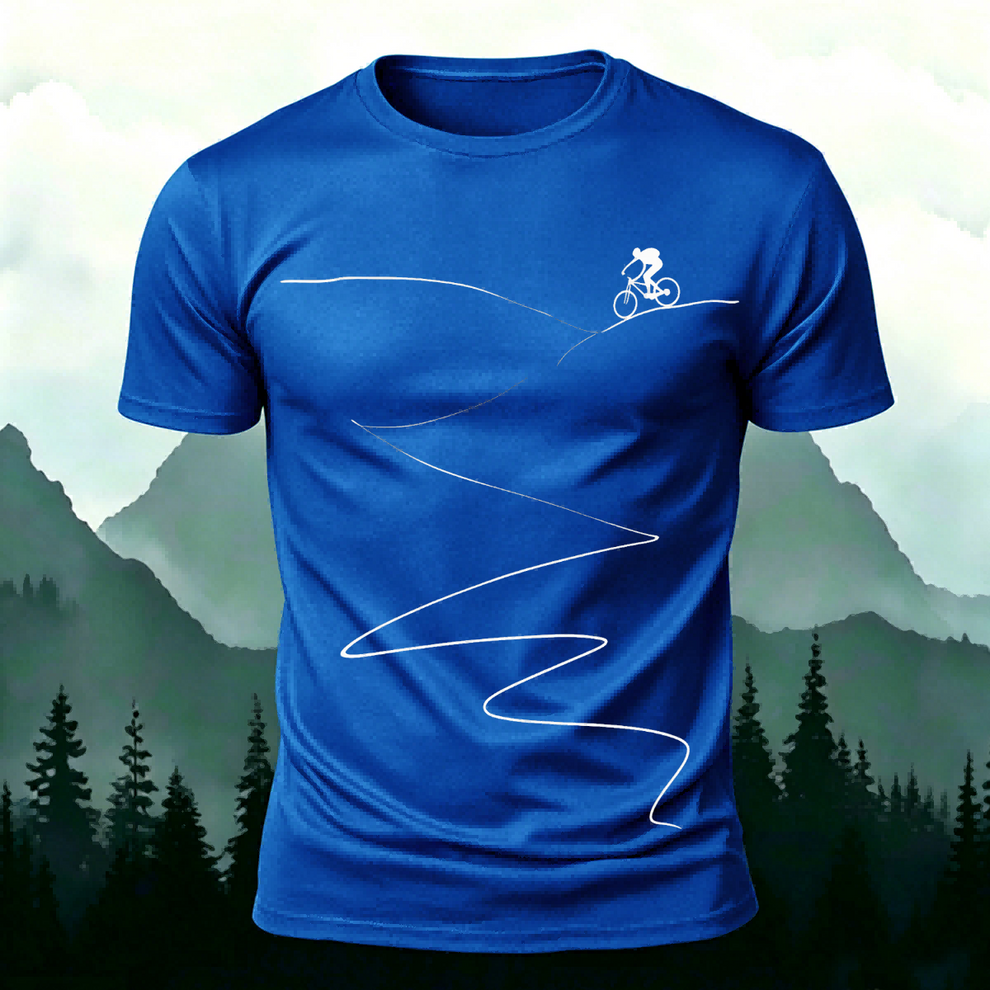 ミニマリスト マウンテンバイカー シングルライン カジュアルTシャツ