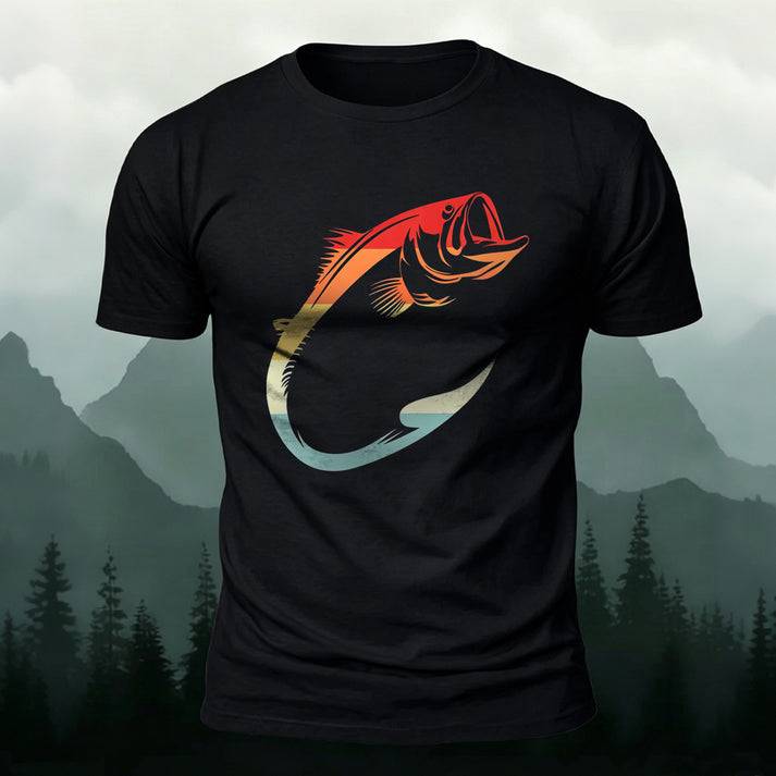 Fishing Lover Retro Bass Casual Short Sleeve Tee