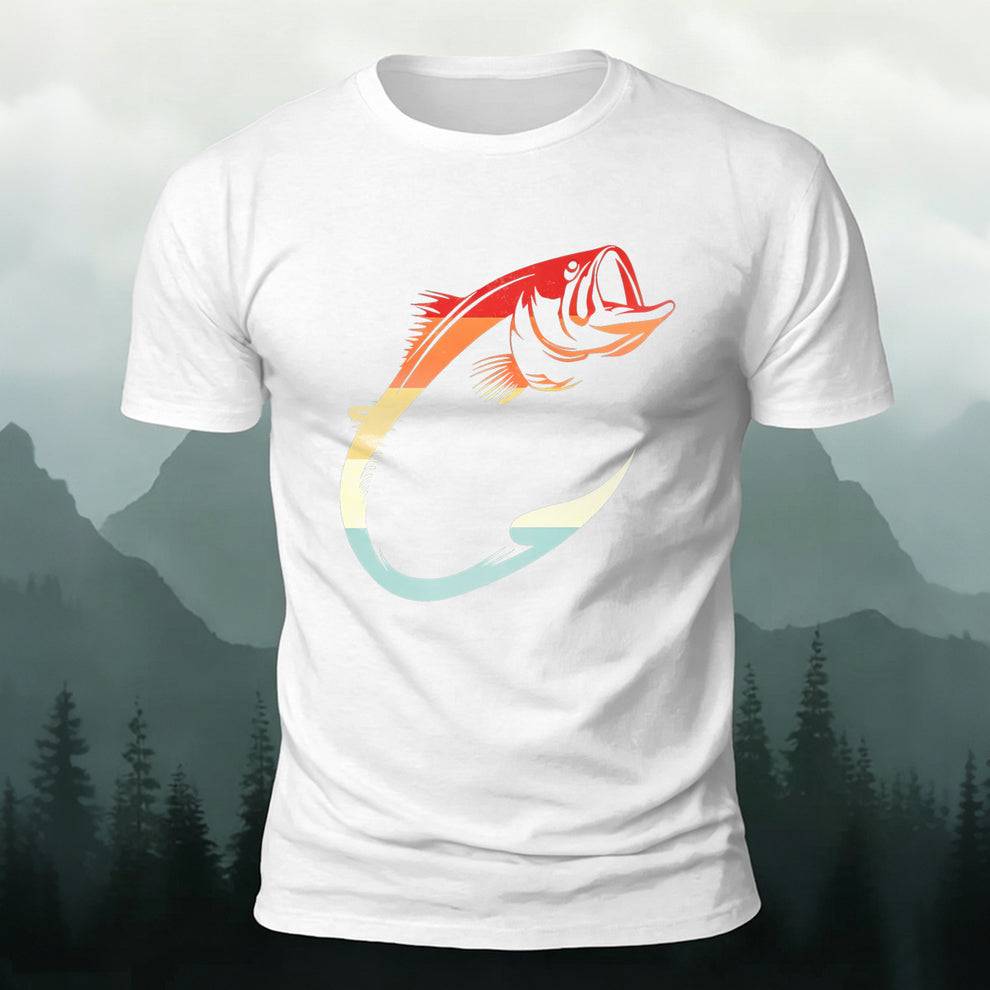 Fishing Lover Retro Bass Casual Short Sleeve Tee