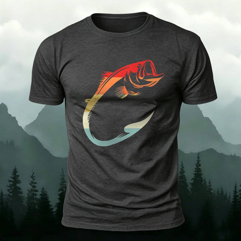 Fishing Lover Retro Bass Casual Short Sleeve Tee