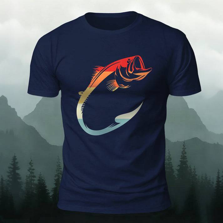 Fishing Lover Retro Bass Casual Short Sleeve Tee