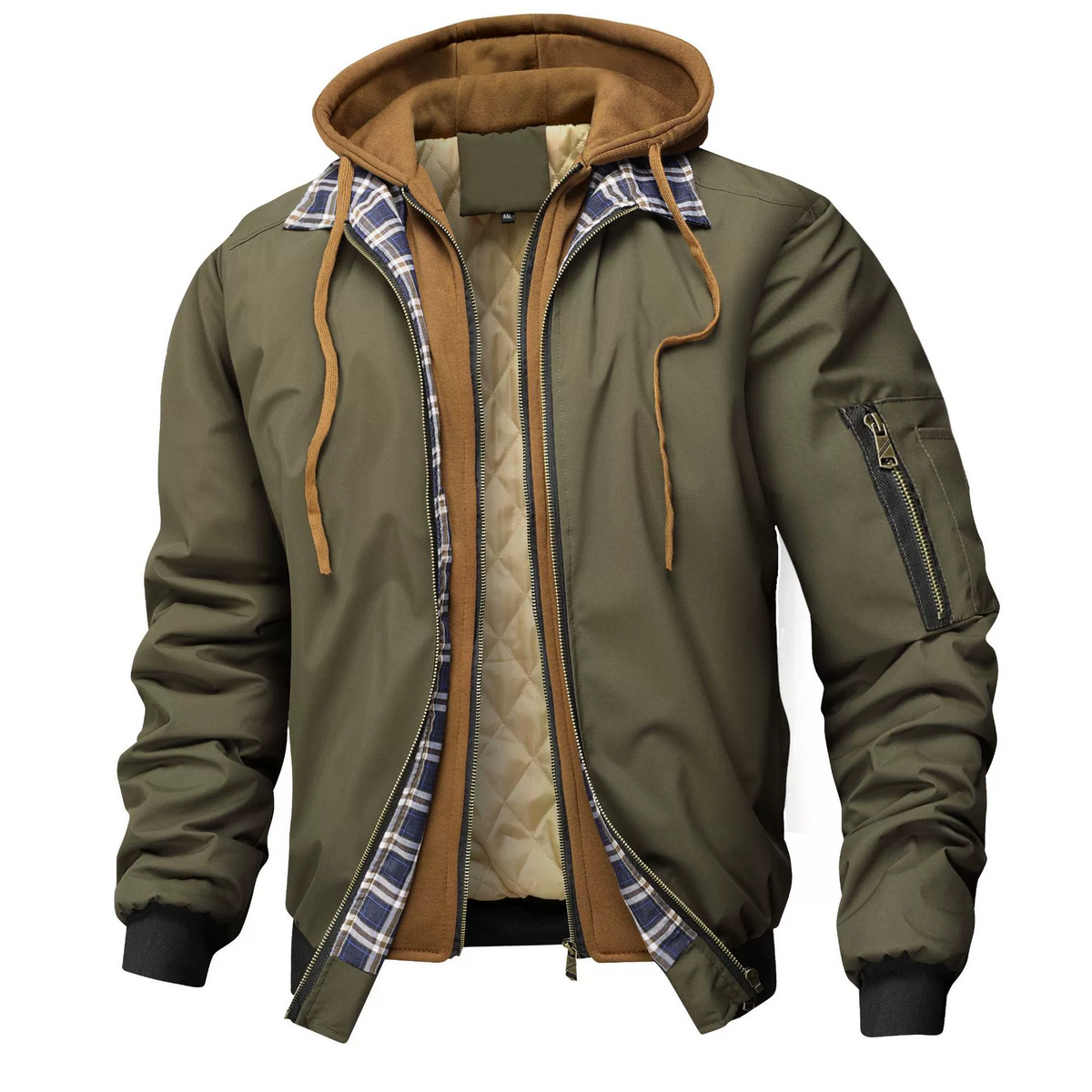 Men's Faux Layered Quilted Cotton Casual Jacket