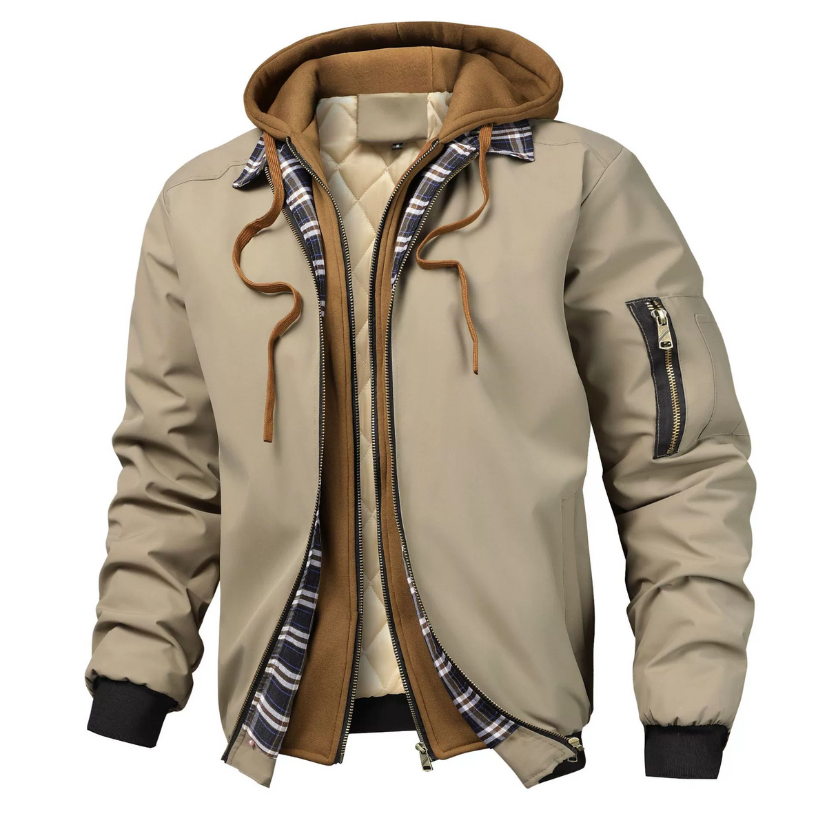Men's Faux Layered Quilted Cotton Casual Jacket