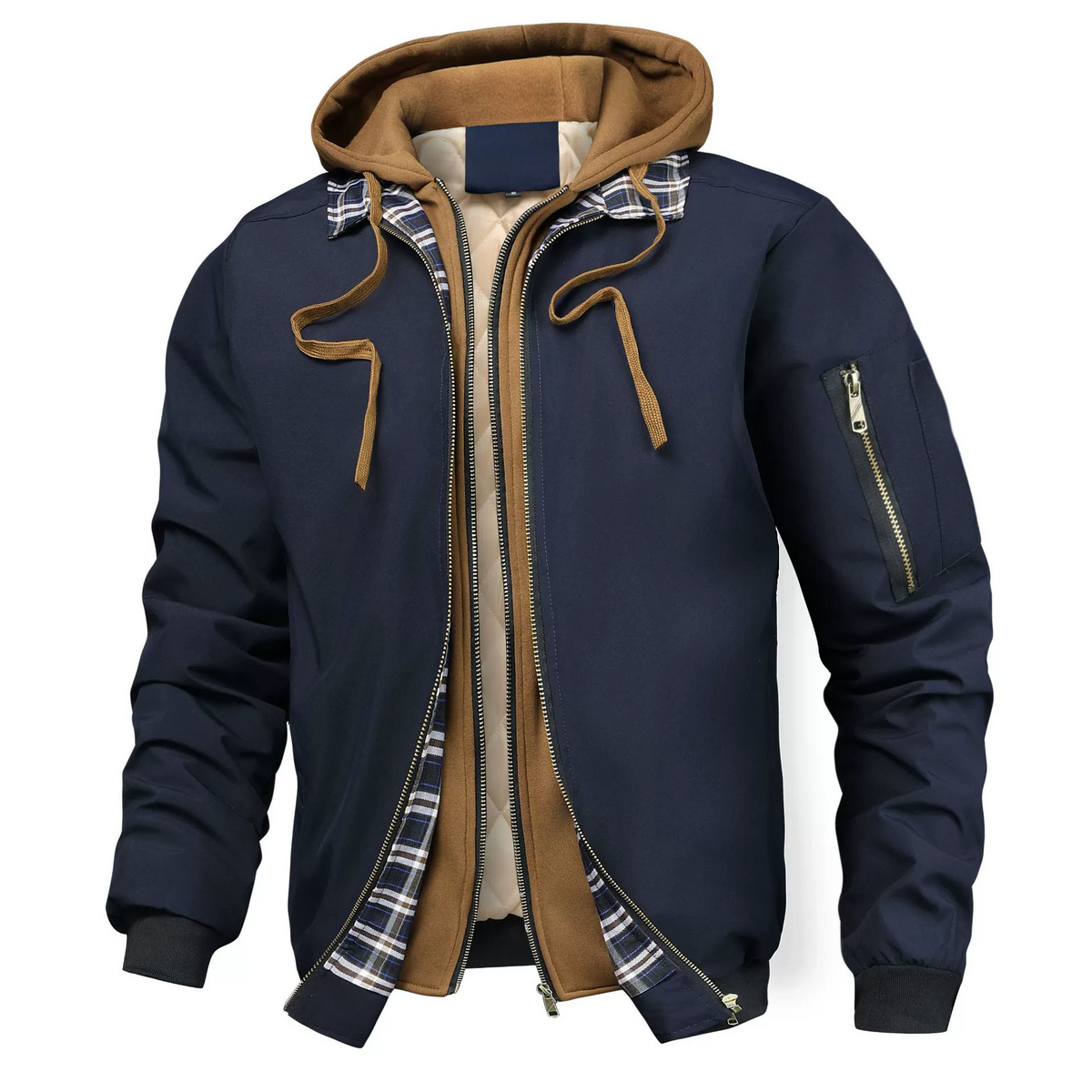 Men's Faux Layered Quilted Cotton Casual Jacket