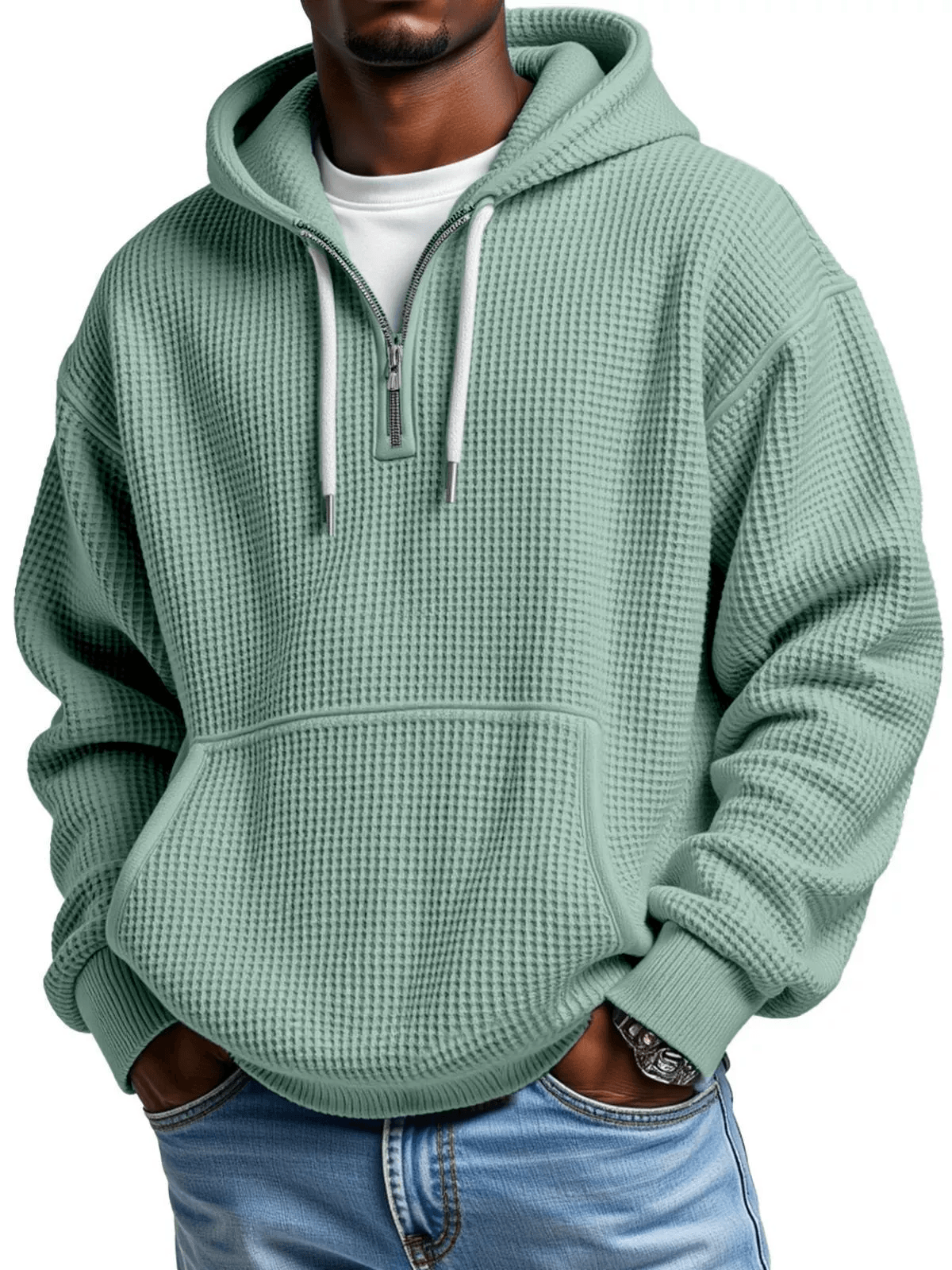 Men's Stylish Athletic Waffle Knit Hoodie