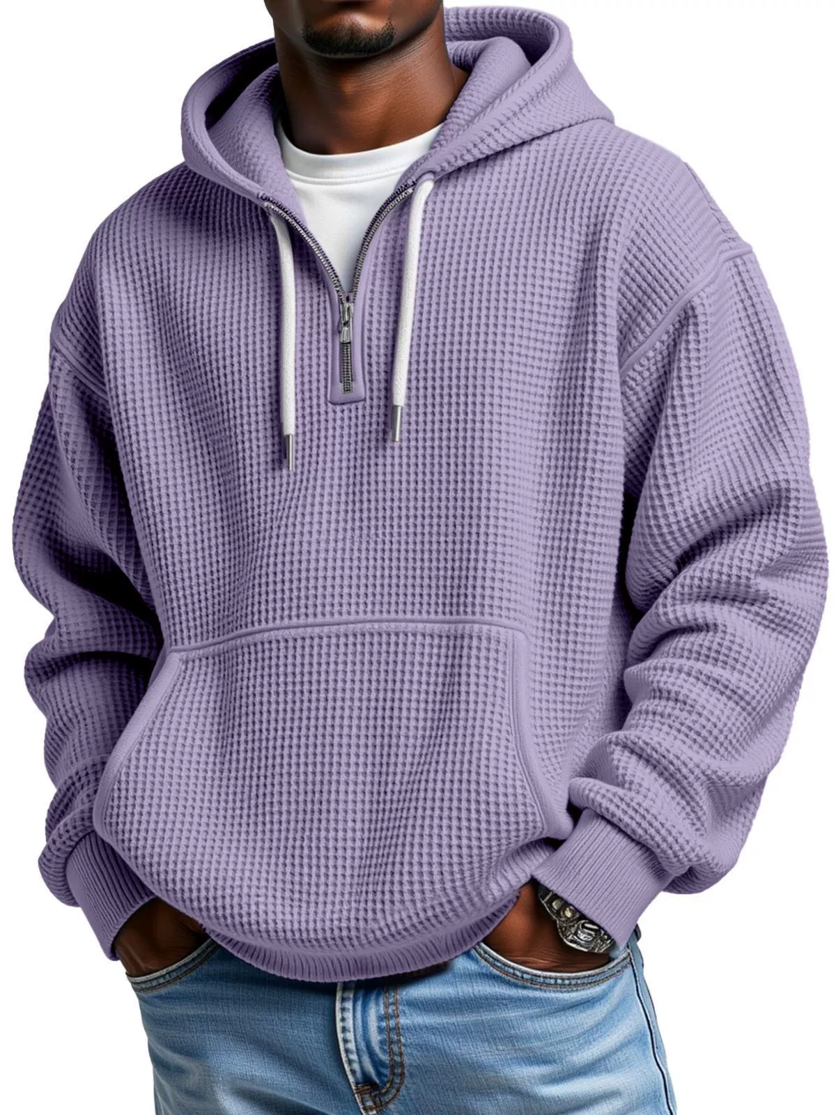 Men's Stylish Athletic Waffle Knit Hoodie