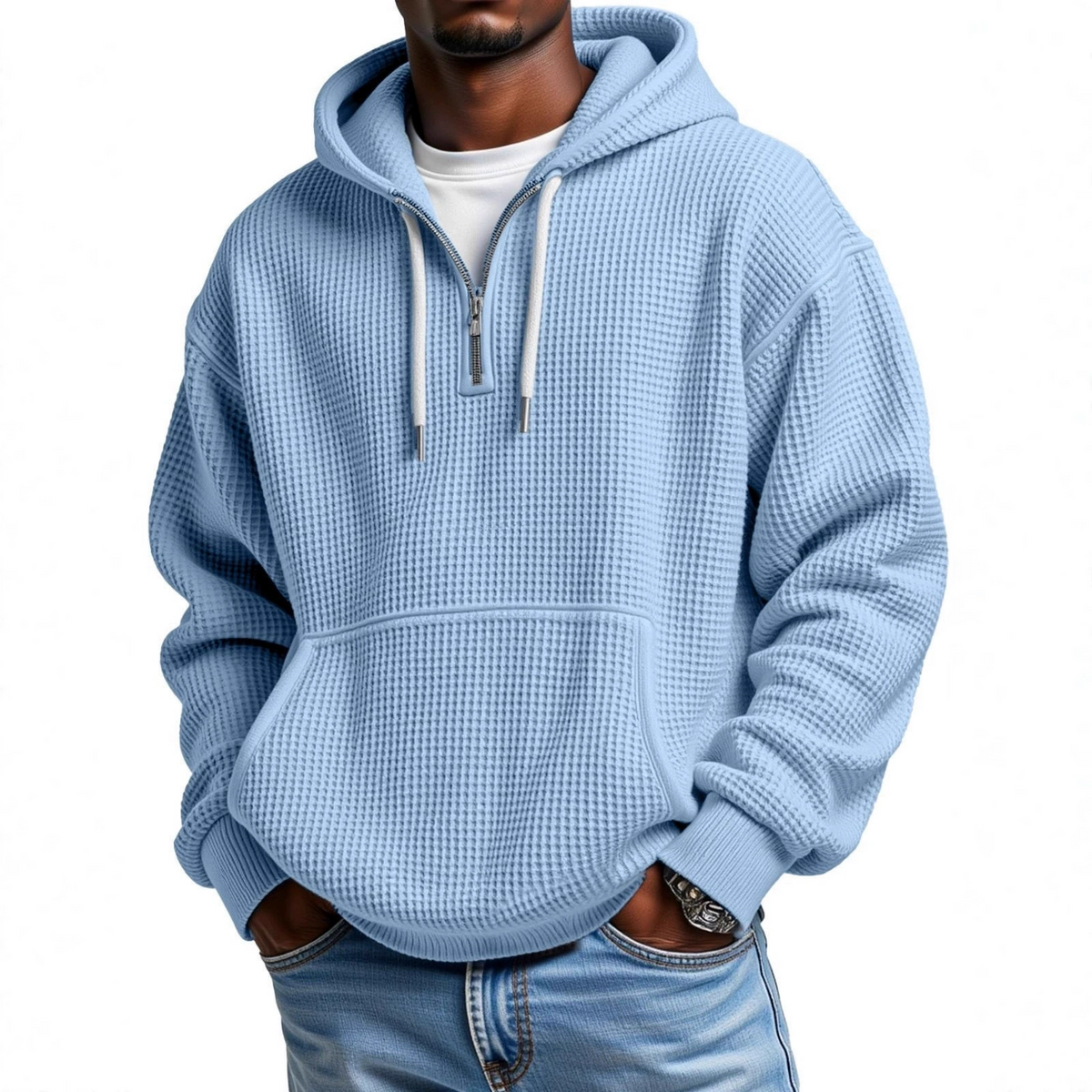 Men's Stylish Athletic Waffle Knit Hoodie