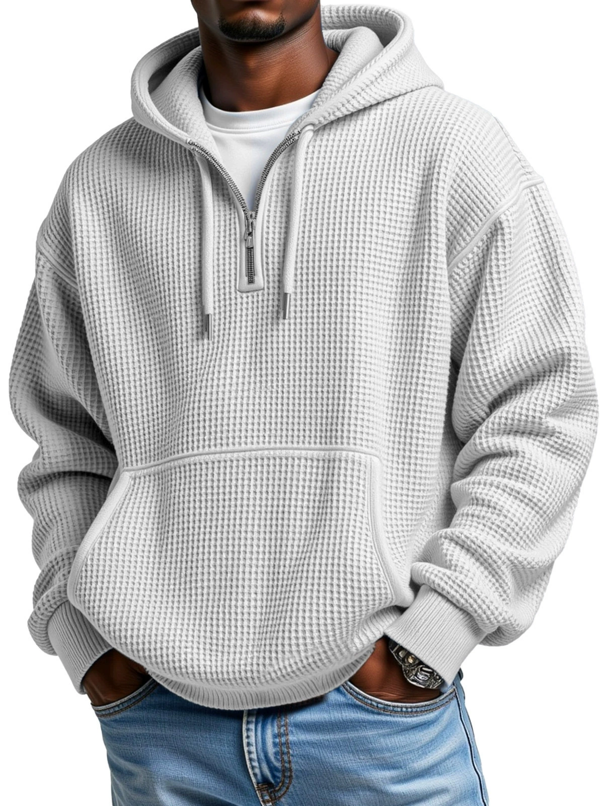Men's Stylish Athletic Waffle Knit Hoodie