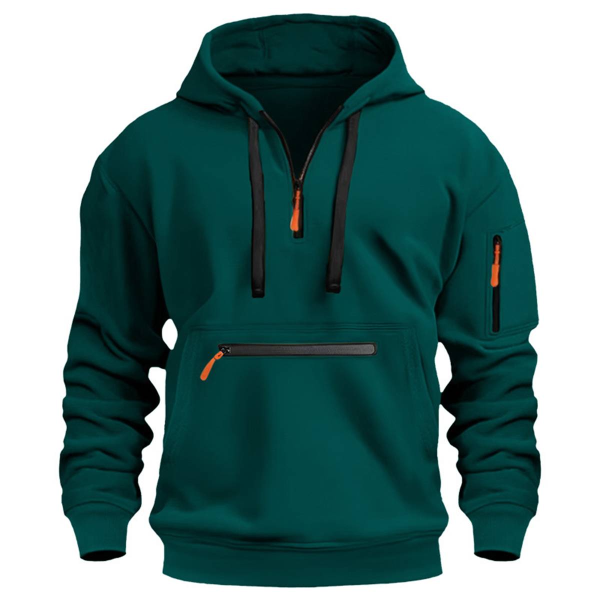 Men's Casual Fleece Half-Zip Hooded Sweatshirt