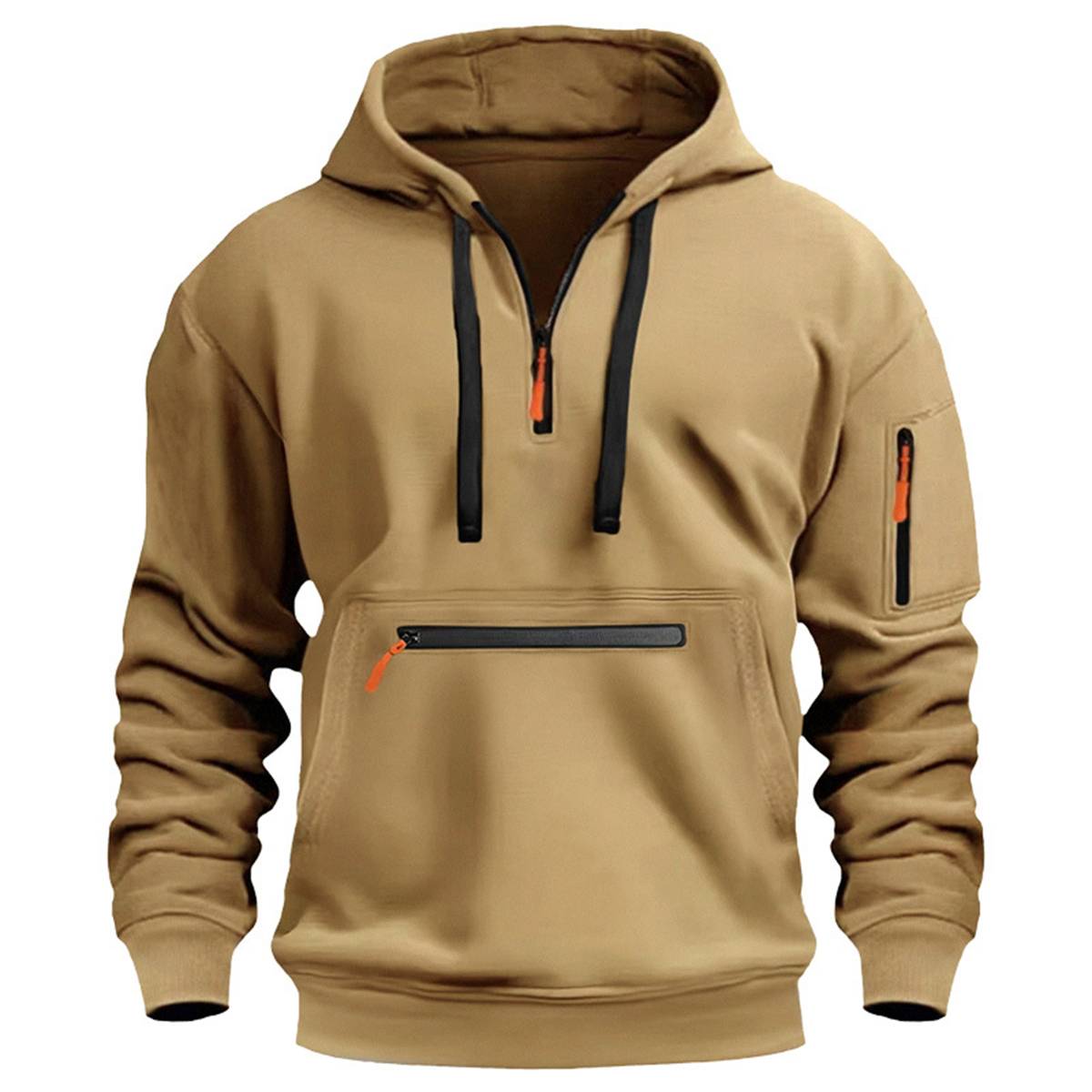 Men's Casual Fleece Half-Zip Hooded Sweatshirt