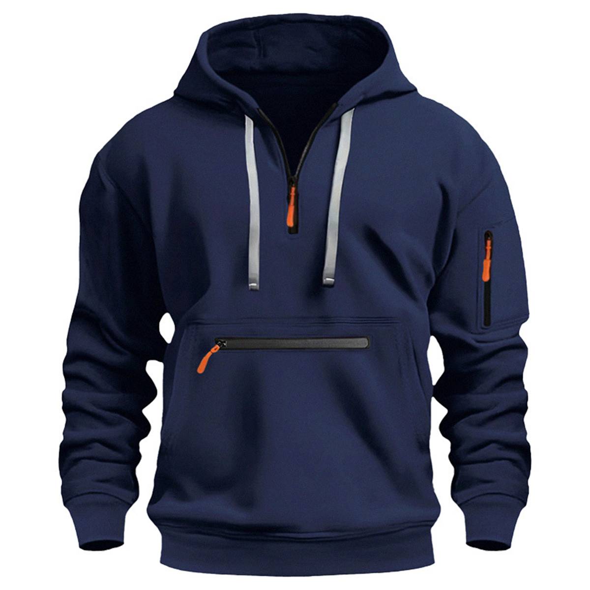 Men's Casual Fleece Half-Zip Hooded Sweatshirt