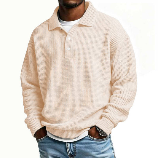 Men's Vintage Relaxed Fit Waffle Knit Polo Shirt