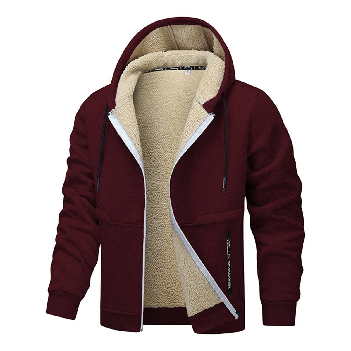Relaxed Fit Thick Fleece Lined Hooded Jacket