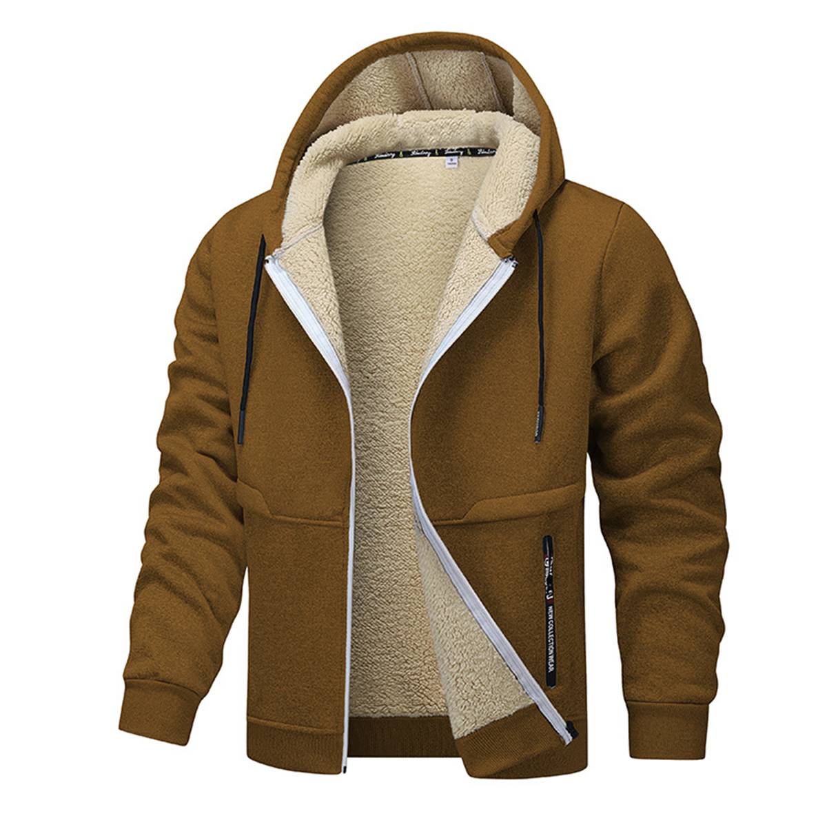 Relaxed Fit Thick Fleece Lined Hooded Jacket