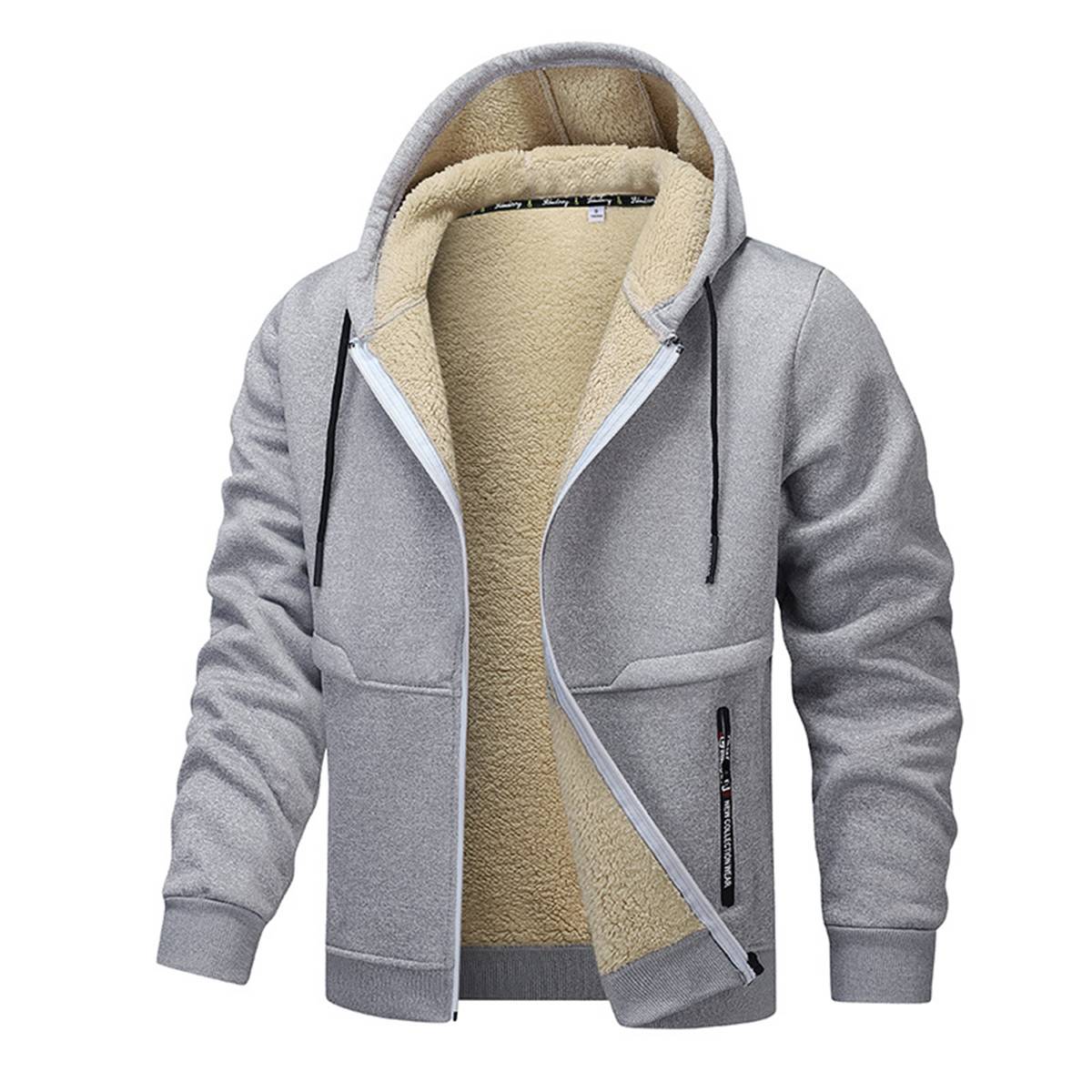 Relaxed Fit Thick Fleece Lined Hooded Jacket