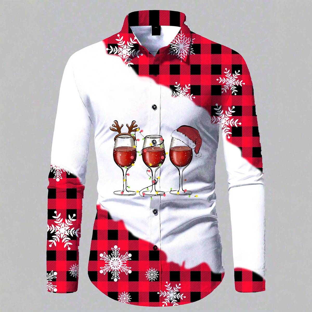 Men's Christmas Lapel Long Sleeve Casual Shirt