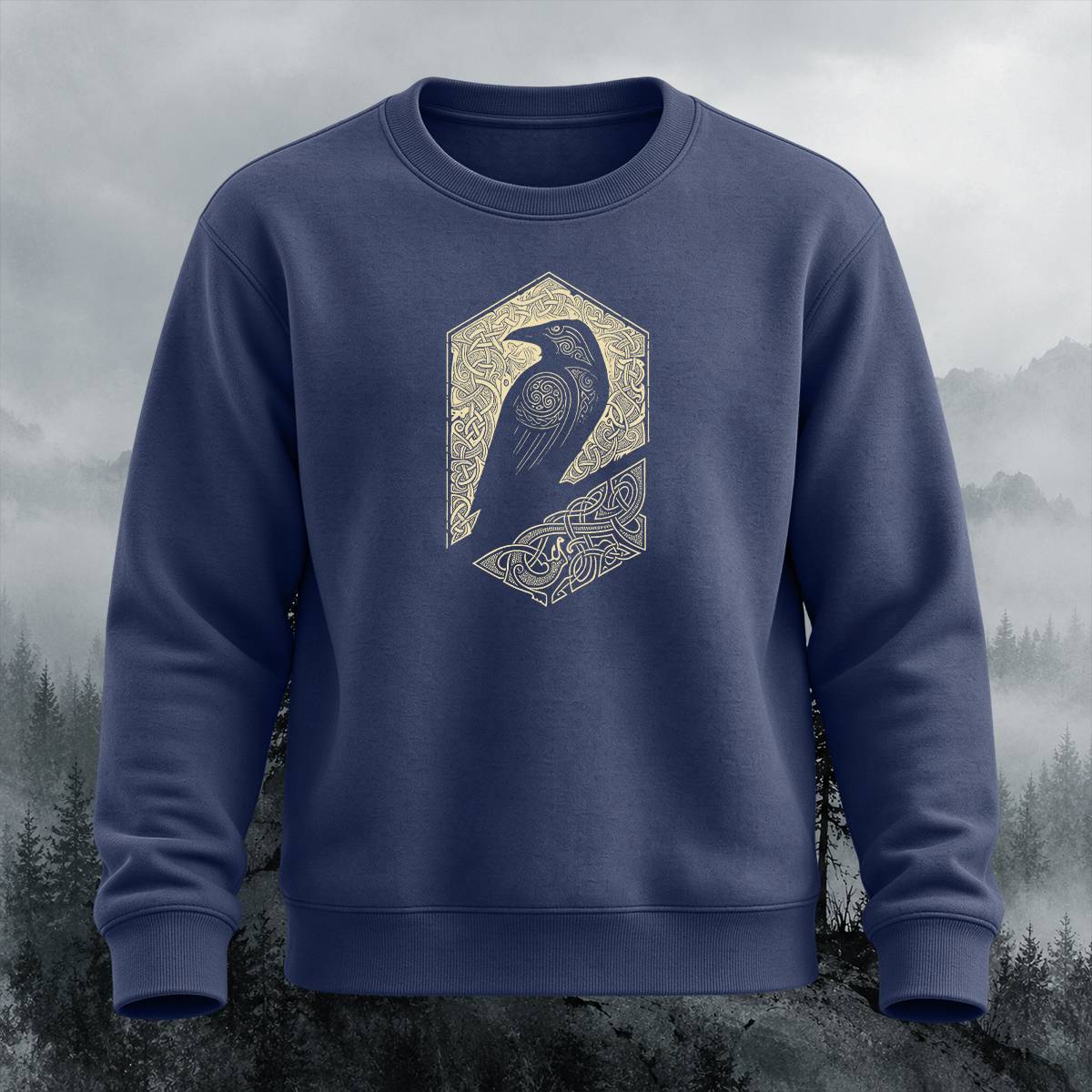 Viking Raven Celtic Knot Graphic Crewneck Sweatshirt