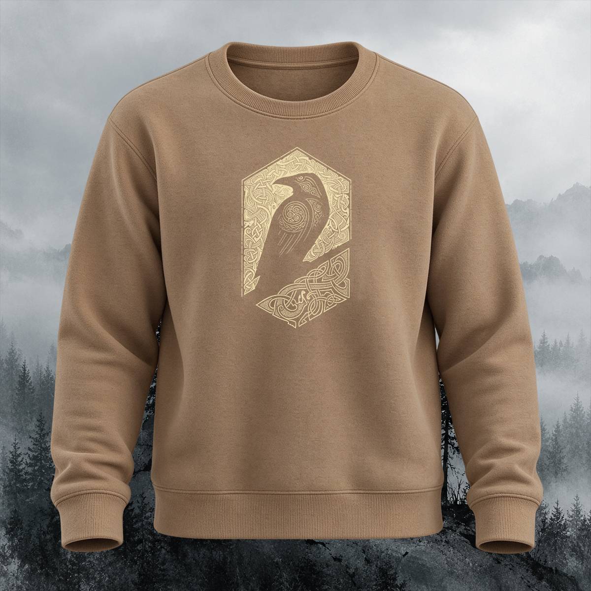 Viking Raven Celtic Knot Graphic Crewneck Sweatshirt